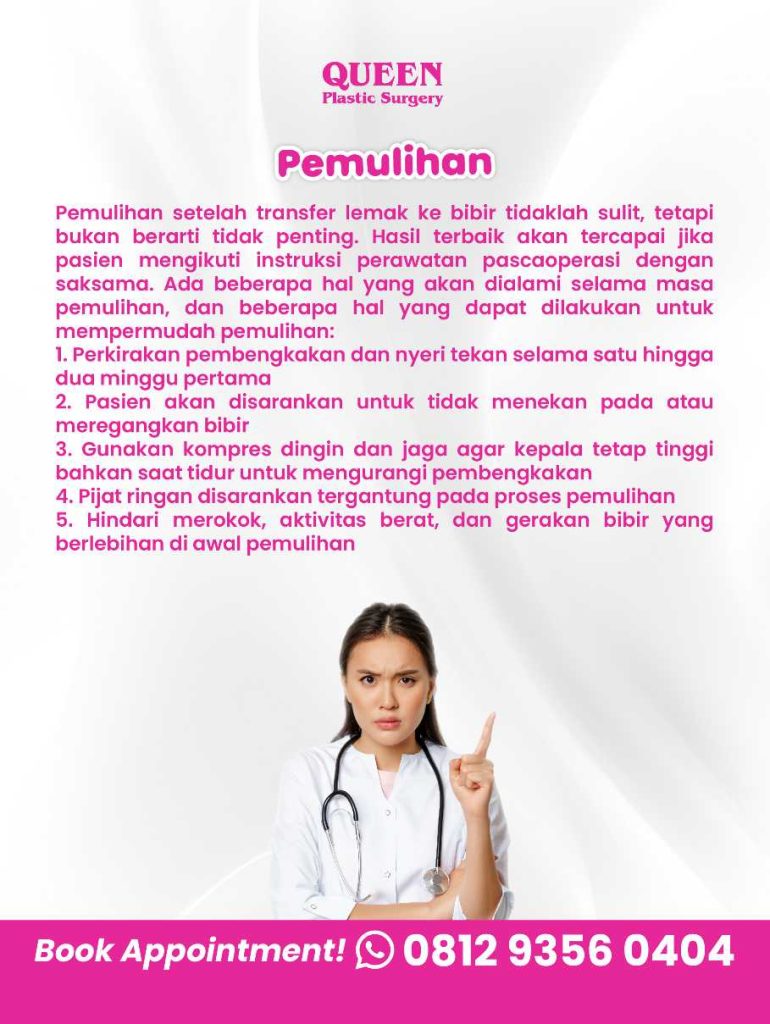 Miliki bibir 'Juicy' tanpa suntikan kimia berkala. 🍒 Pelajari prosedur Transfer Lemak Bibir bersama dr. Heri Noviana, SpBP-RE.M.Ked.Kin sekarang!