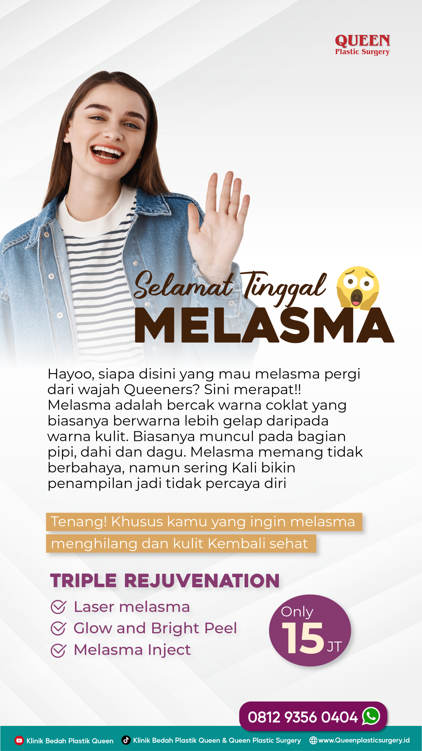 Jangan-jangan skincare-mu salah sasaran? 🚫 Kenali perbedaan mendasar Melasma vs Freckles agar wajah kembali bersih. Tanya Dr. Heri Noviana yuk!